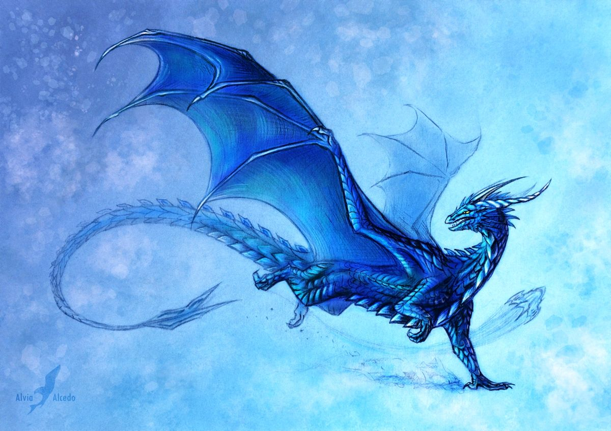 Blue Dragon Hair Pin - Fantasy - wide 1