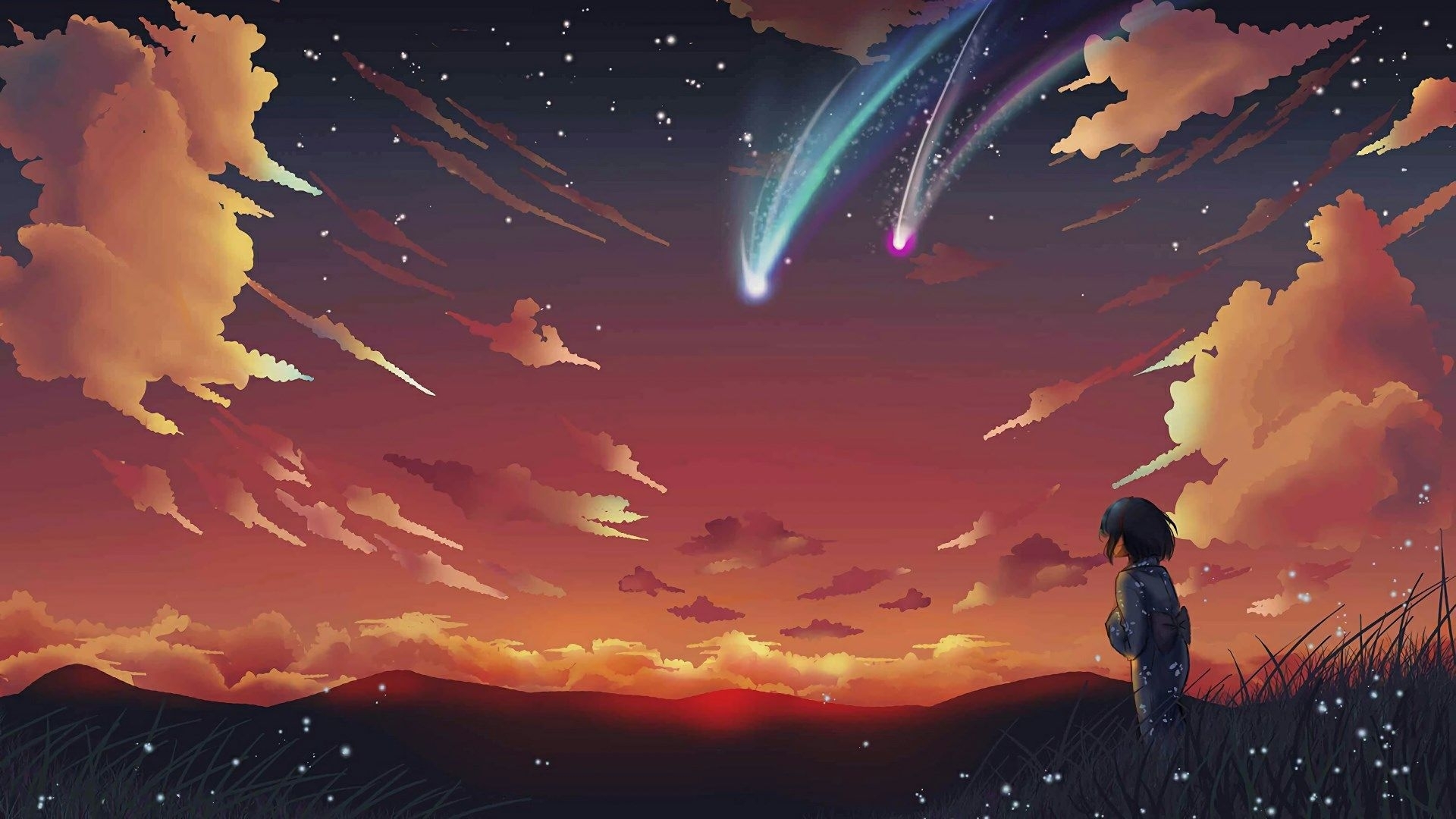 Your Name Wallpaper - Your Name wallpapers HD for desktop backgrounds / Landscape, anime, space, sky, stars, your name, horizon, image, screenshot, computer wallpaper, atmosphere of earth, special effects, outer space.