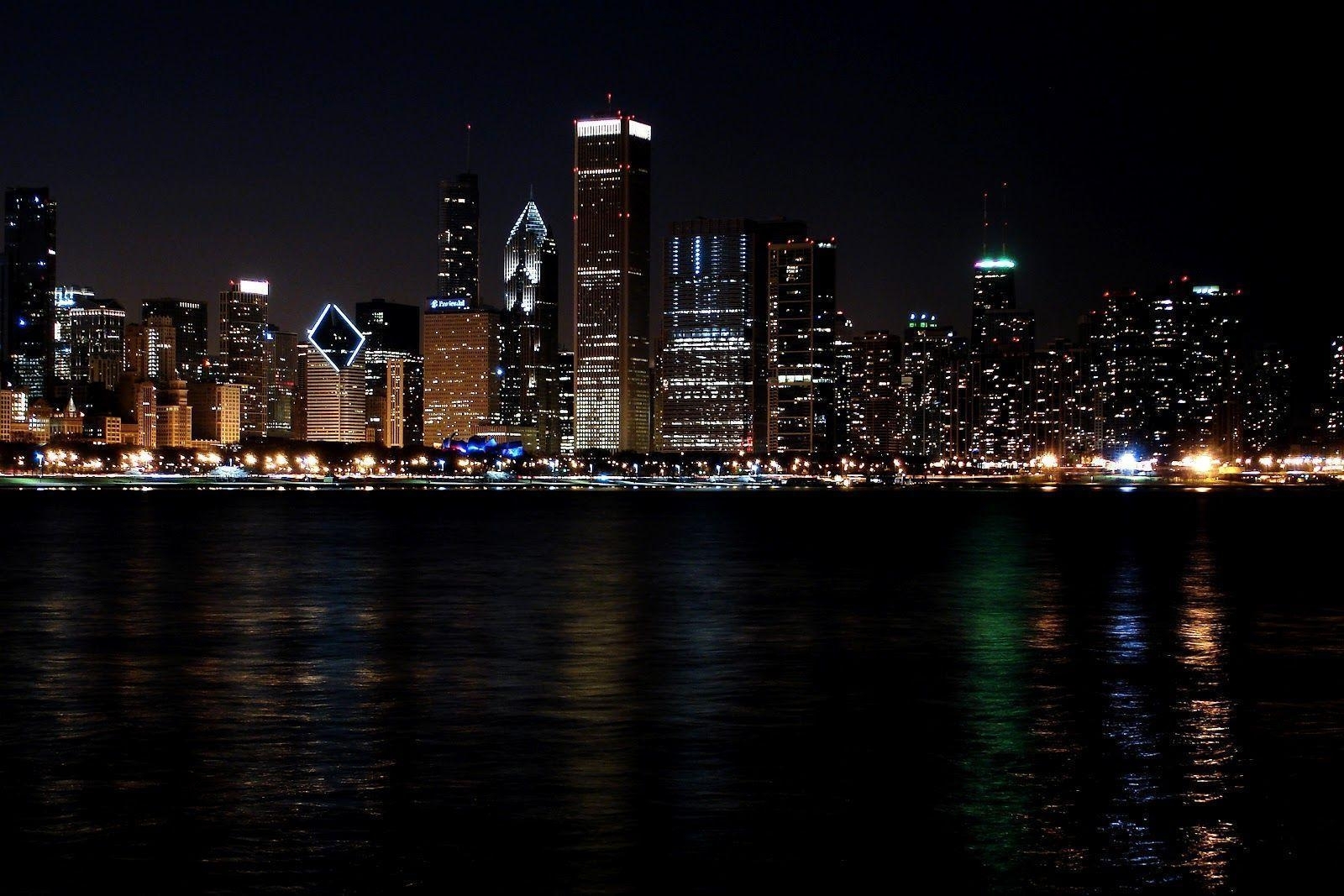 10 Top Chicago Skyline At Night Wallpaper FULL HD 1920×1080 For PC Desktop