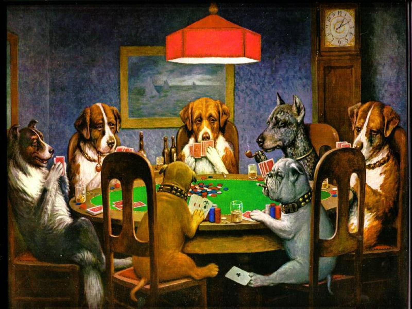 10 Top Dogs Playing Poker Wallpaper FULL HD 1920×1080 For PC Desktop