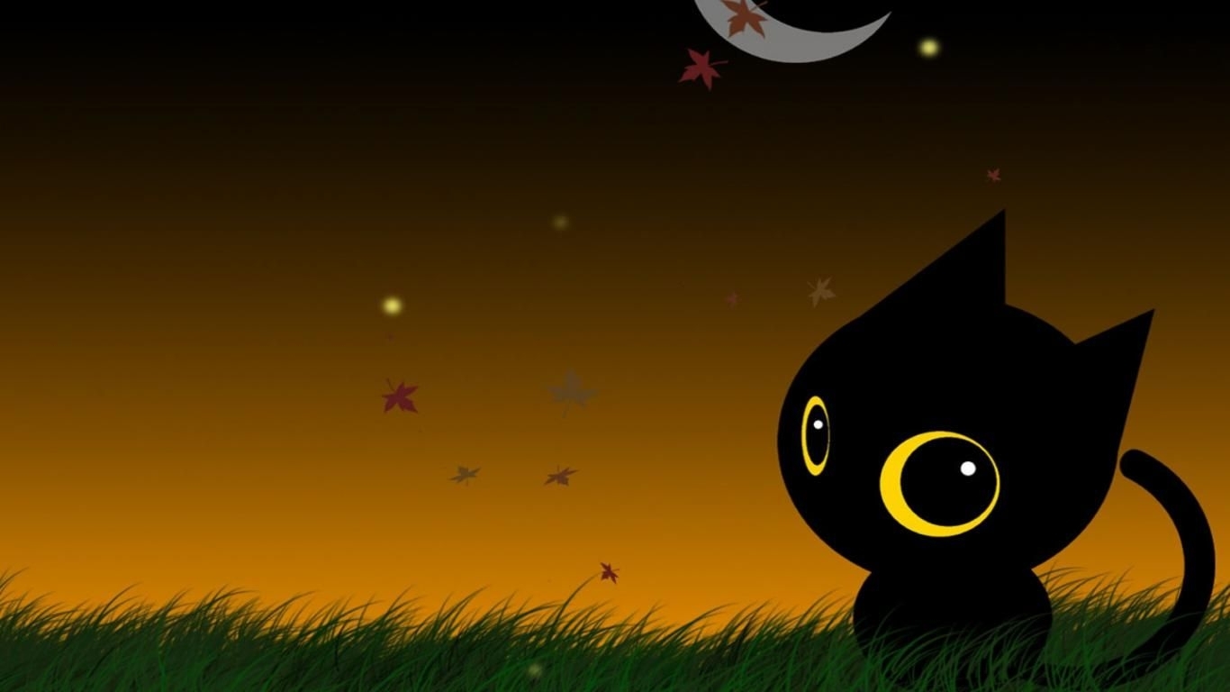 download halloween cute black cat wallpaper (4838) full size