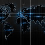 high tech blue world map - pixcorners